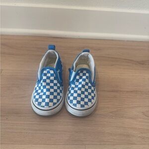 Kids Blue Checkered Slip-On Shoes